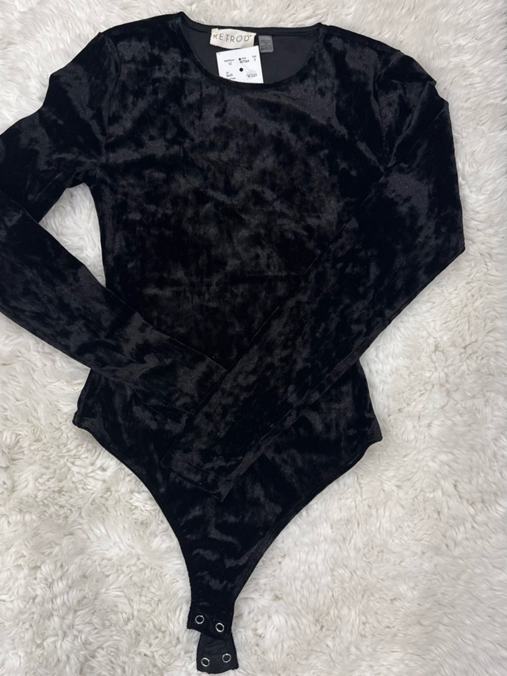Etro Black Velvet Long Sleeve Bodysuit